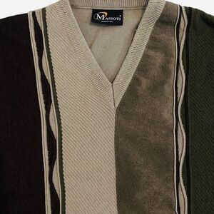 Men’s Massoti Made in Italy v neck faux suede & knit pullover sweater size small
